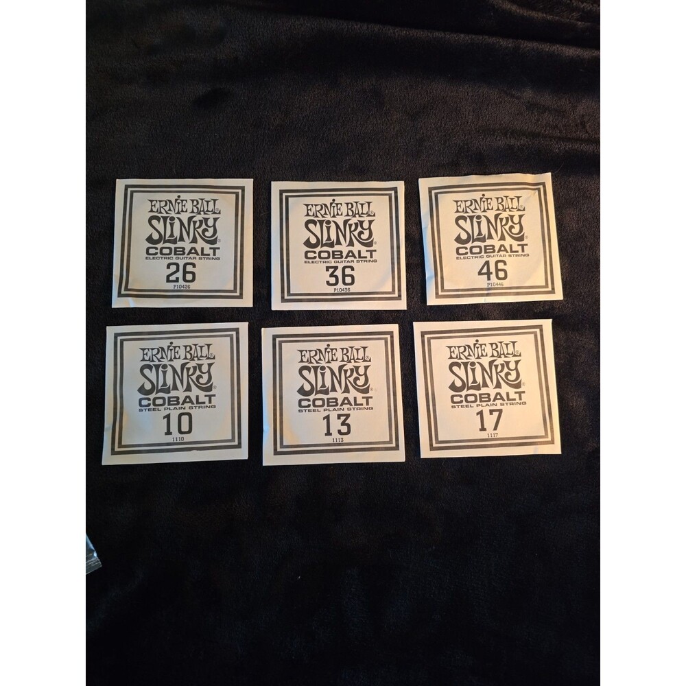 Set of 6 Ernie Ball Slinky Cobalt Electric Guitar Strings Steel Plain String